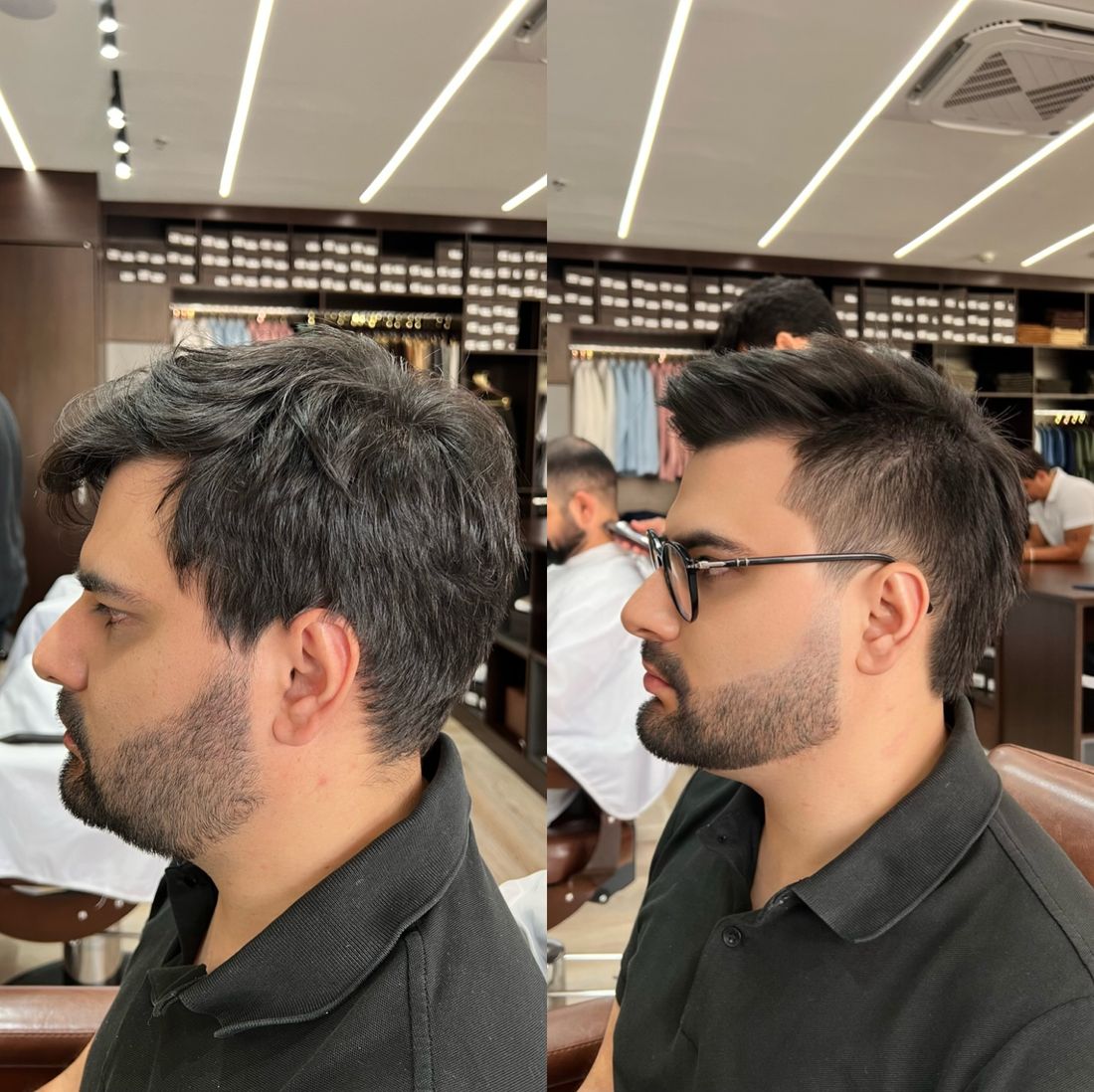 Antes e depois de corte com leitura visagista
